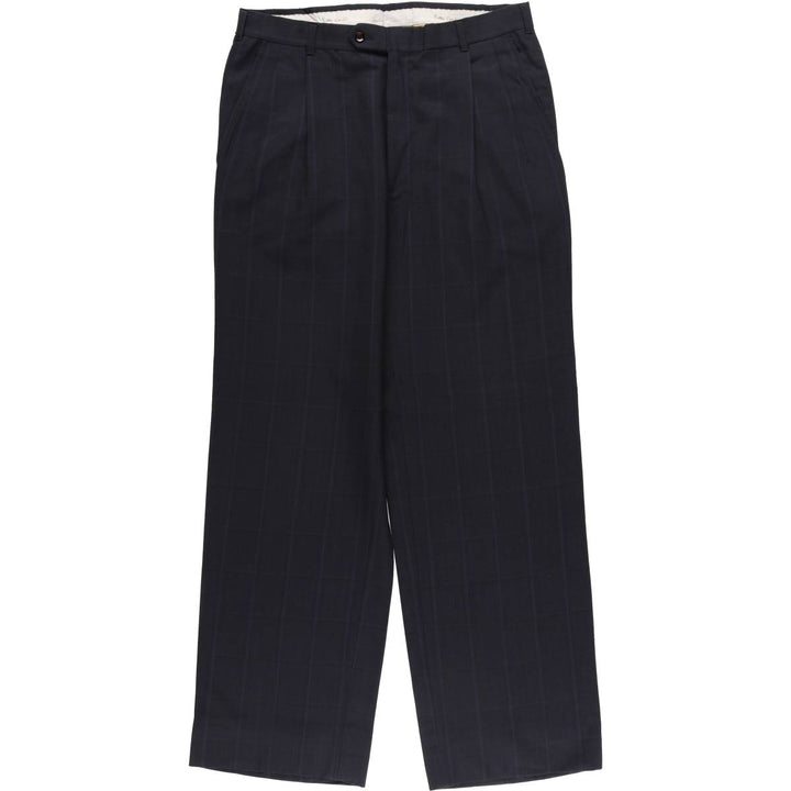 Pierre Cardin Check Pattern Two-pleat Slacks Pants for Men, W33 unknown black type Vintage Second Hand