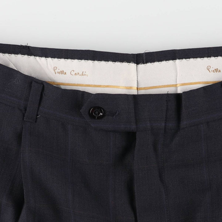 Pierre Cardin Check Pattern Two-pleat Slacks Pants for Men, W33 unknown black type Vintage Second Hand