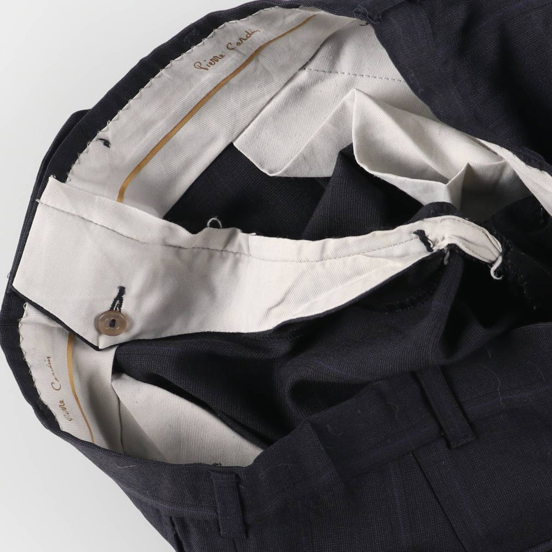 Pierre Cardin Check Pattern Two-pleat Slacks Pants for Men, W33 unknown black type Vintage Second Hand