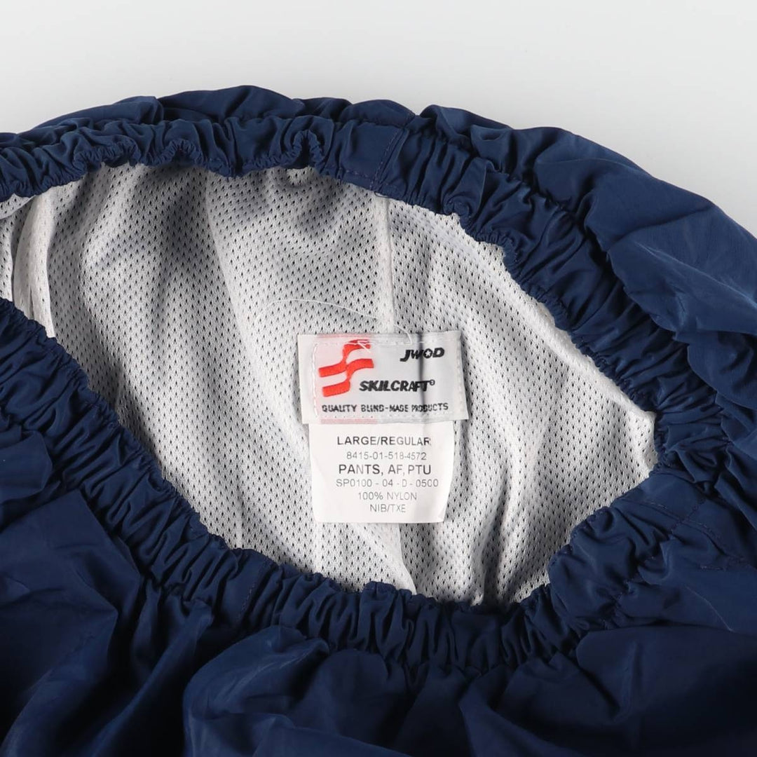 00'S US military genuine SKILCRAFT PTU training pants, nylon pants, rustling pants, made in USA, LARGE Nylon navy blue type Vintage Second Hand