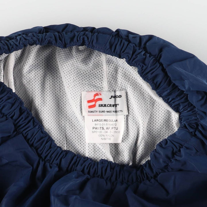 00'S US military genuine SKILCRAFT PTU training pants, nylon pants, rustling pants, made in USA, LARGE Nylon navy blue type Vintage Second Hand