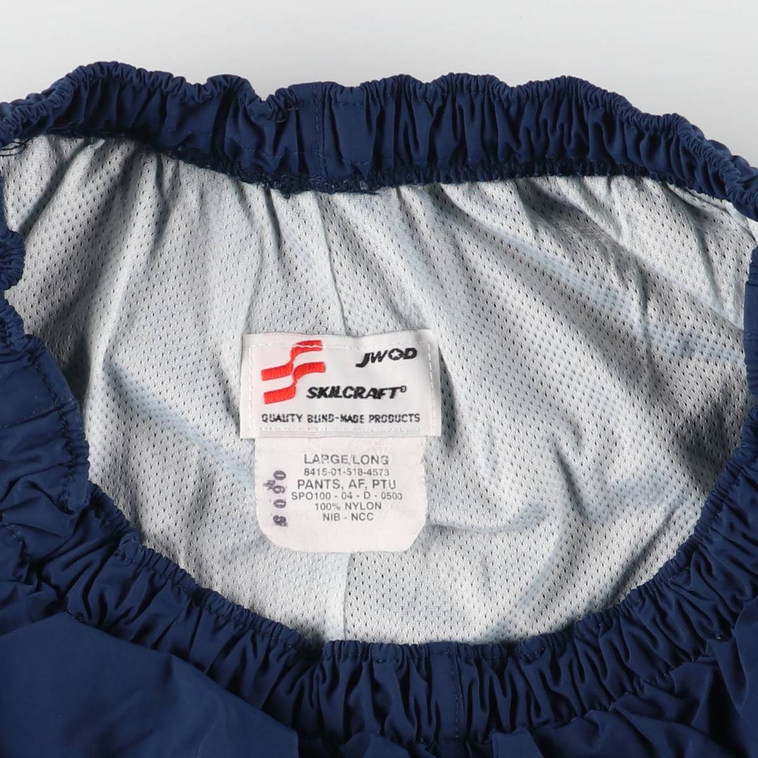 00'S US military genuine SKILCRAFT PTU training pants, nylon pants, rustling pants, made in USA, LARGE Nylon navy blue type Vintage Second Hand