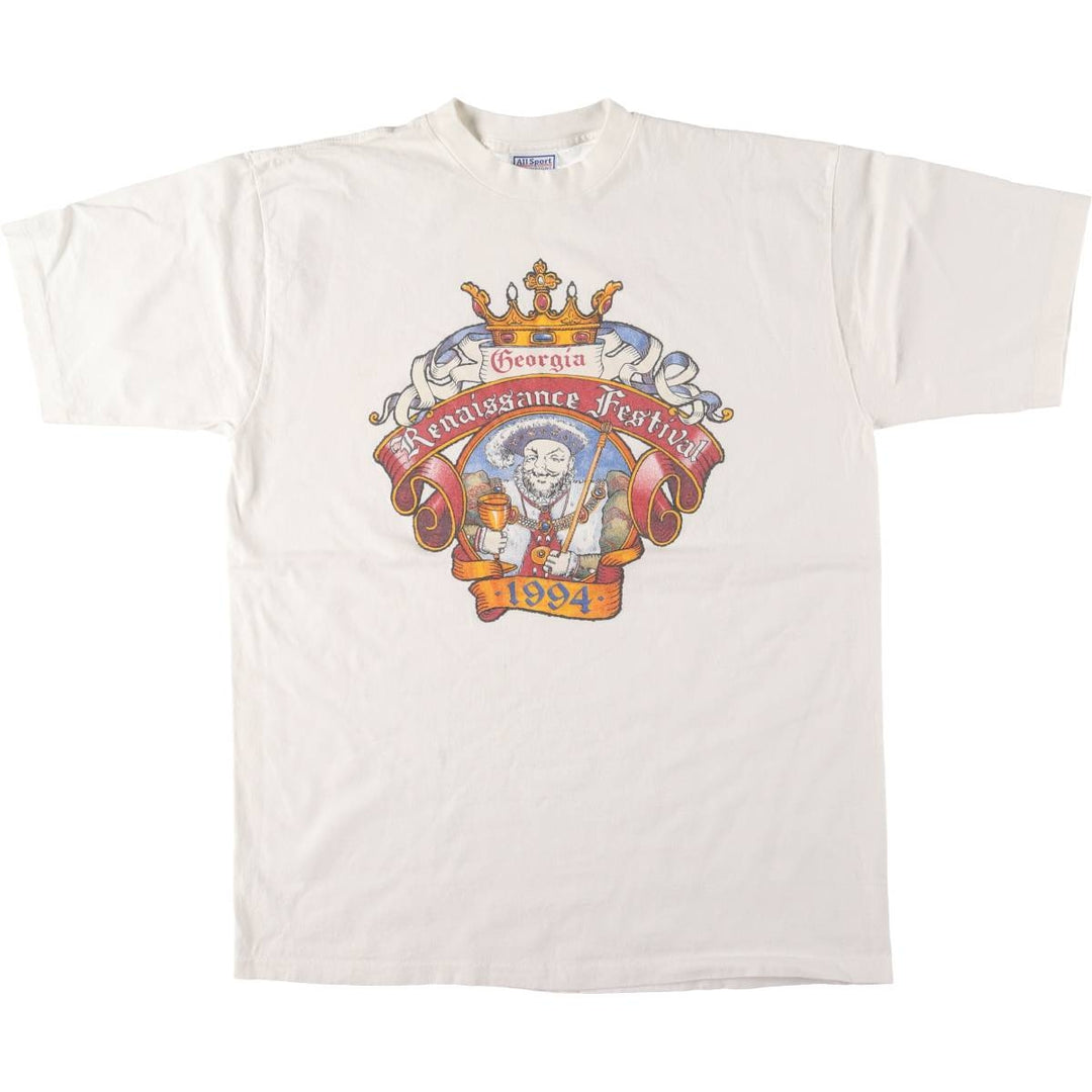 90'S All Sport Print T-shirt Made in USA Men's XL Vintage cotton white type Vintage Second Hand