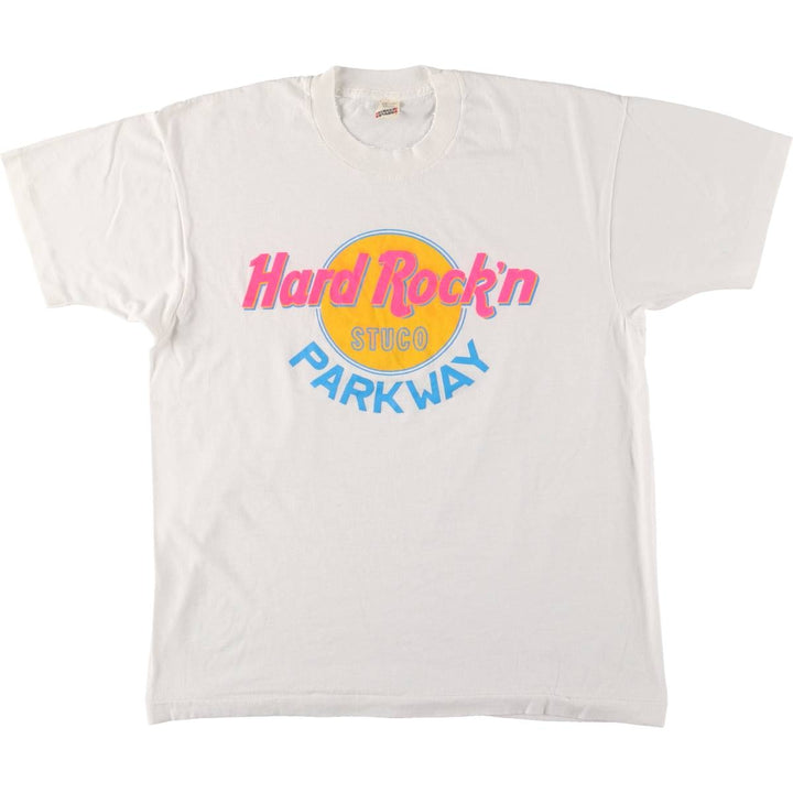 80's Screen Stars HARD ROCK CAFE Hard Rock Cafe Advertising T-shirt Made in USA Men's XL Vintage cotton white type Vintage Second Hand