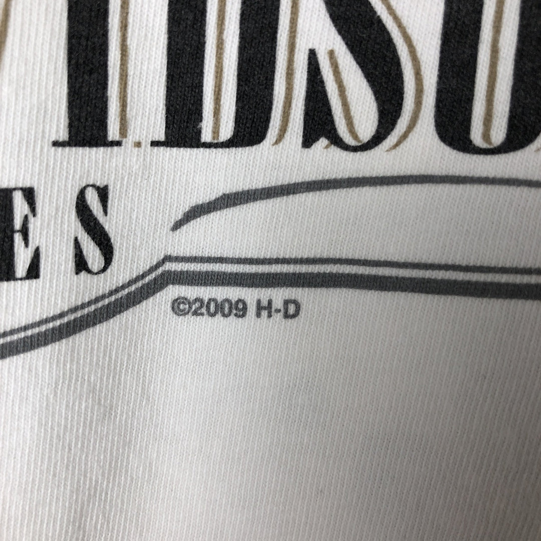 00'S Harley-Davidson Hanes Long Sleeve T-Shirt Made in USA Men's Size L cotton white type Vintage Second Hand