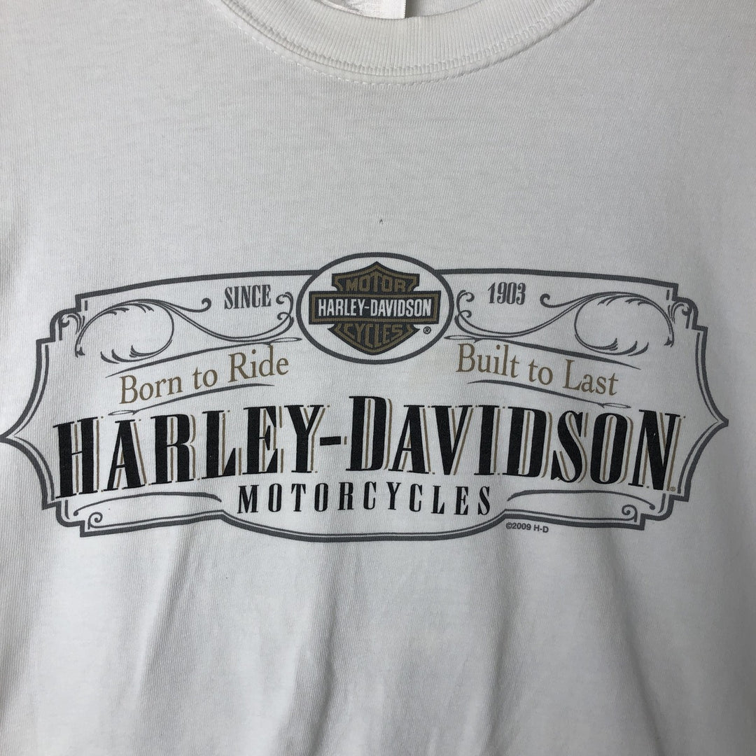 00'S Harley-Davidson Hanes Long Sleeve T-Shirt Made in USA Men's Size L cotton white type Vintage Second Hand
