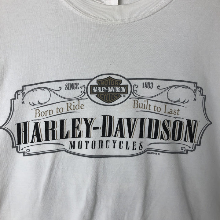 00'S Harley-Davidson Hanes Long Sleeve T-Shirt Made in USA Men's Size L cotton white type Vintage Second Hand