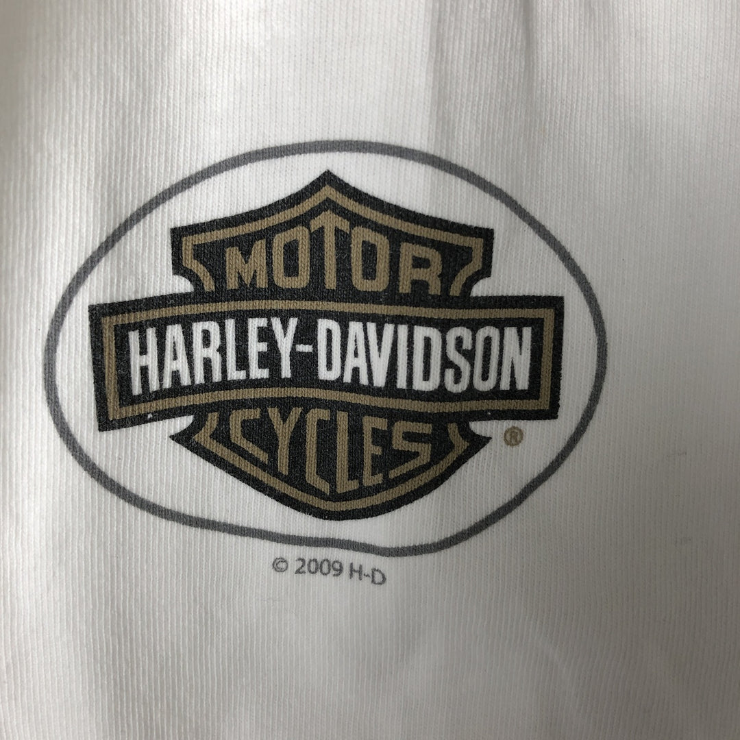 00'S Harley-Davidson Hanes Long Sleeve T-Shirt Made in USA Men's Size L cotton white type Vintage Second Hand