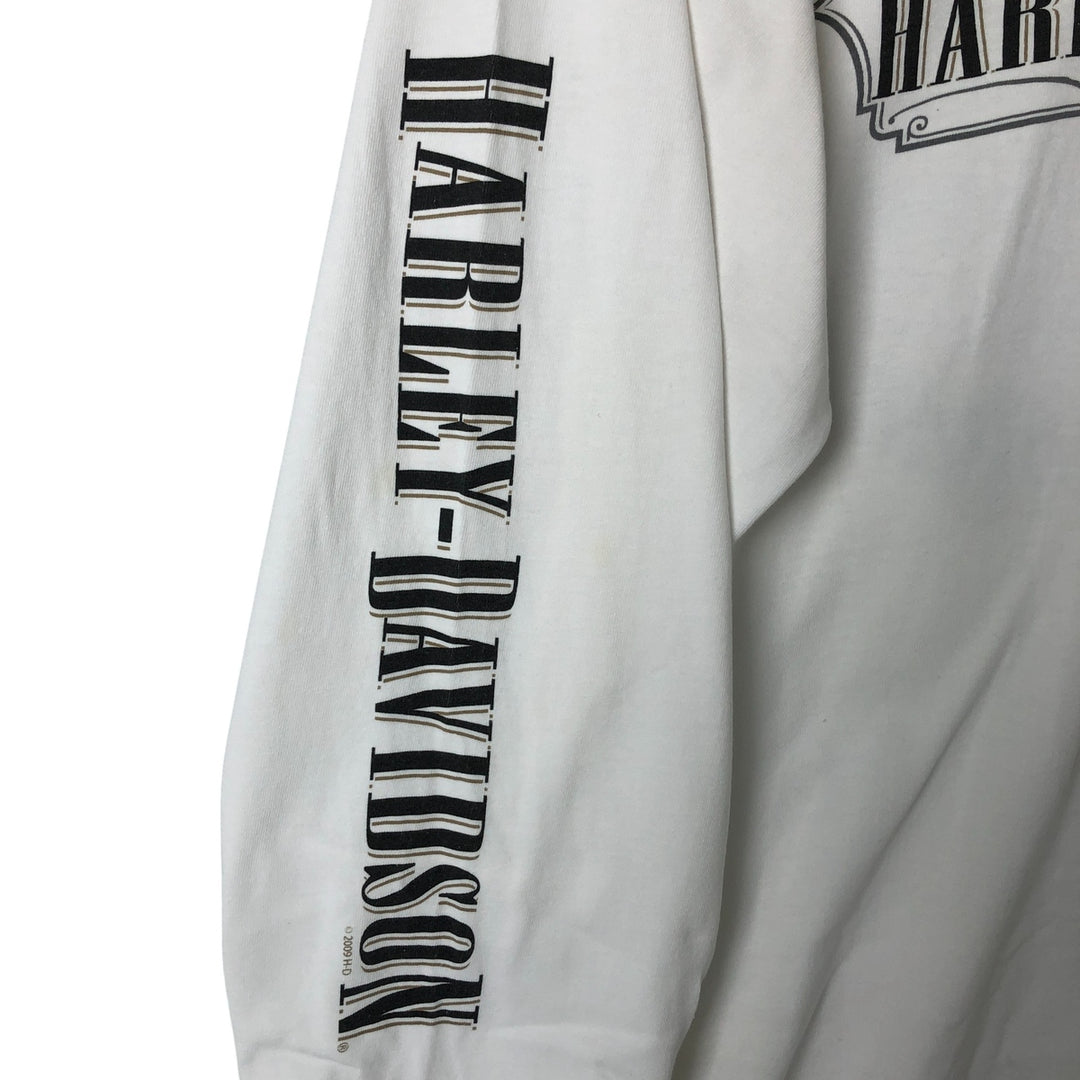 00'S Harley-Davidson Hanes Long Sleeve T-Shirt Made in USA Men's Size L cotton white type Vintage Second Hand