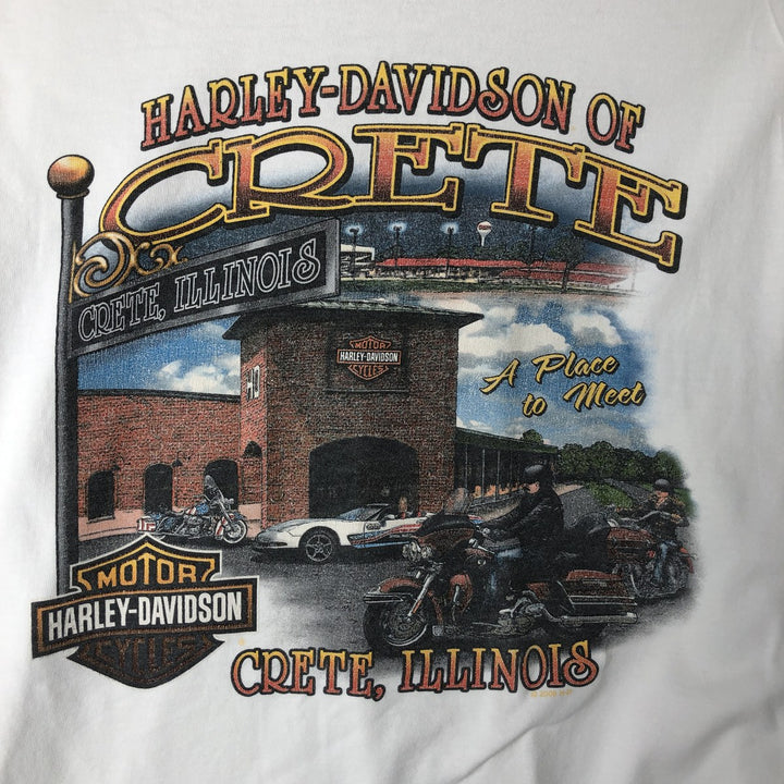 00'S Harley-Davidson Hanes Long Sleeve T-Shirt Made in USA Men's Size L cotton white type Vintage Second Hand