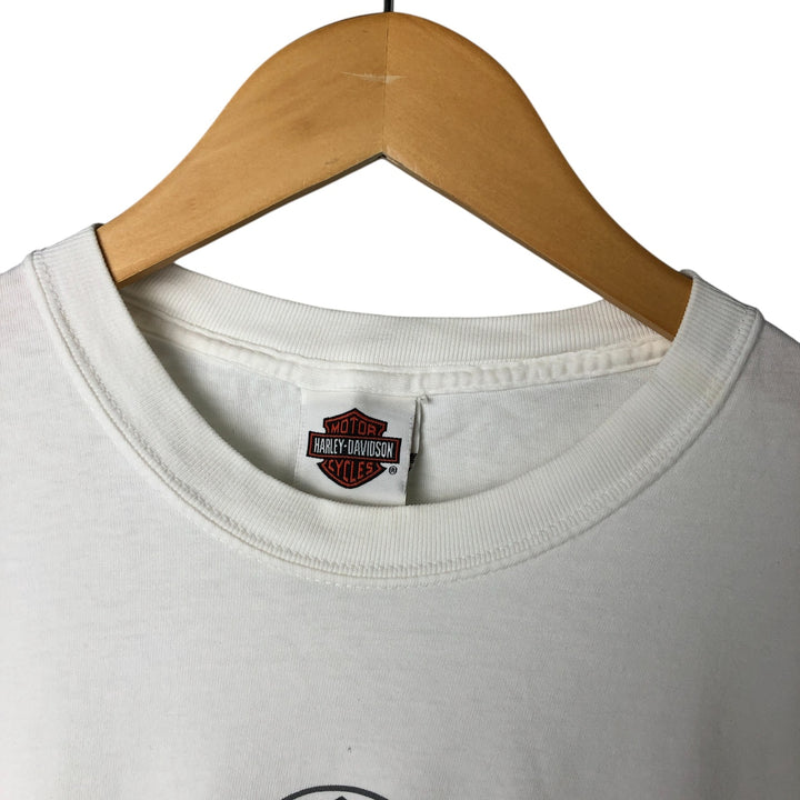 00'S Harley-Davidson Hanes Long Sleeve T-Shirt Made in USA Men's Size L cotton white type Vintage Second Hand