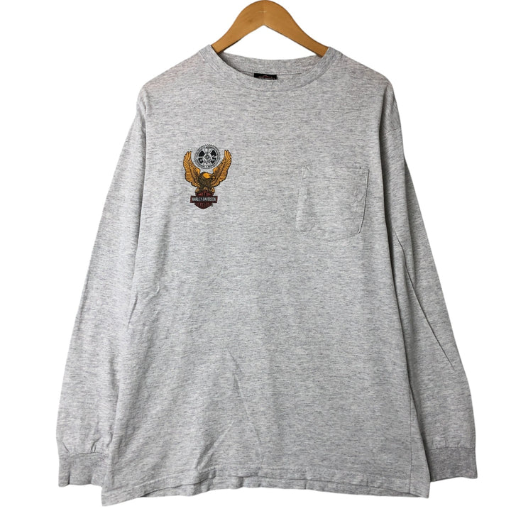 Harley-Davidson Eagle Pattern Long T-shirt, Men's L size unclear gray type Vintage Second Hand