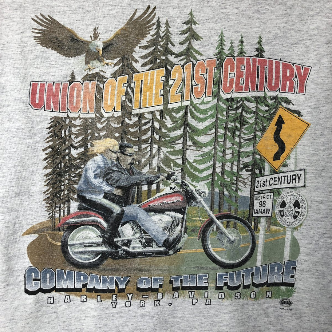 Harley-Davidson Eagle Pattern Long T-shirt, Men's L size unclear gray type Vintage Second Hand