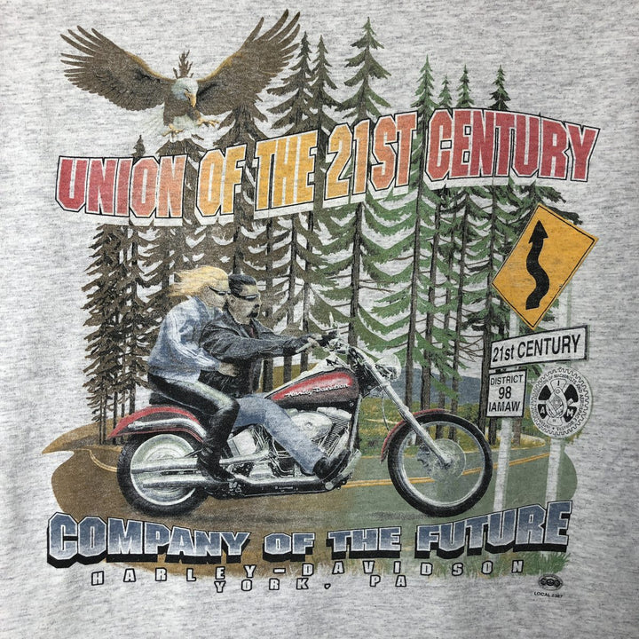 Harley-Davidson Eagle Pattern Long T-shirt, Men's L size unclear gray type Vintage Second Hand