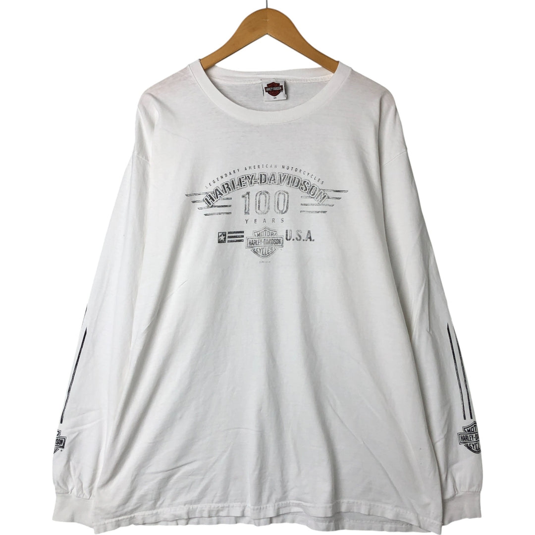00'S Harley-Davidson Long Sleeve T-Shirt Made in USA Men's XXL cotton white type Vintage Second Hand