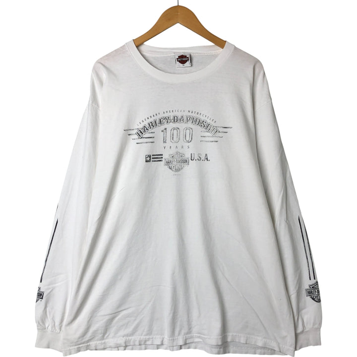 00'S Harley-Davidson Long Sleeve T-Shirt Made in USA Men's XXL cotton white type Vintage Second Hand