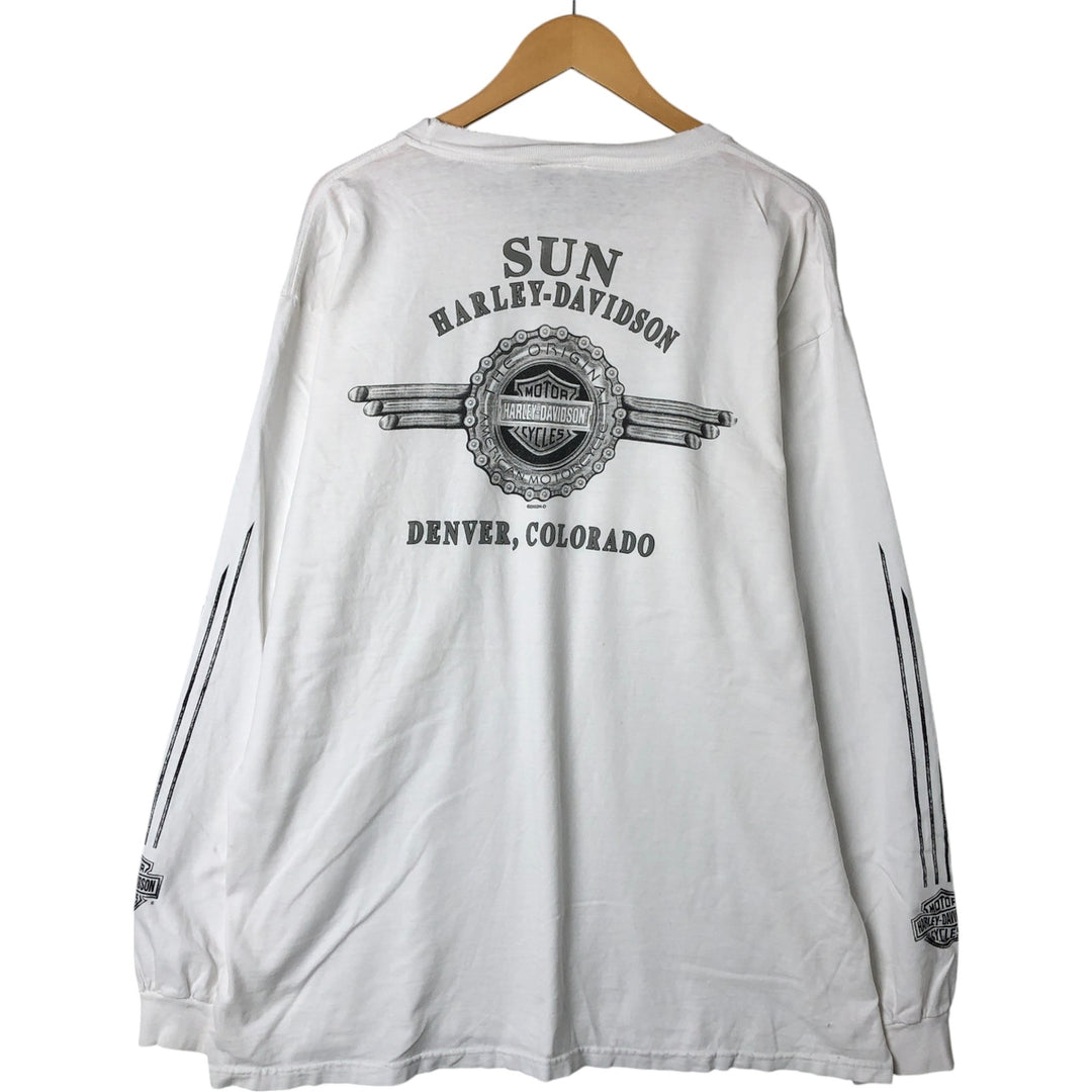 00'S Harley-Davidson Long Sleeve T-Shirt Made in USA Men's XXL cotton white type Vintage Second Hand