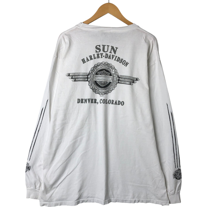 00'S Harley-Davidson Long Sleeve T-Shirt Made in USA Men's XXL cotton white type Vintage Second Hand