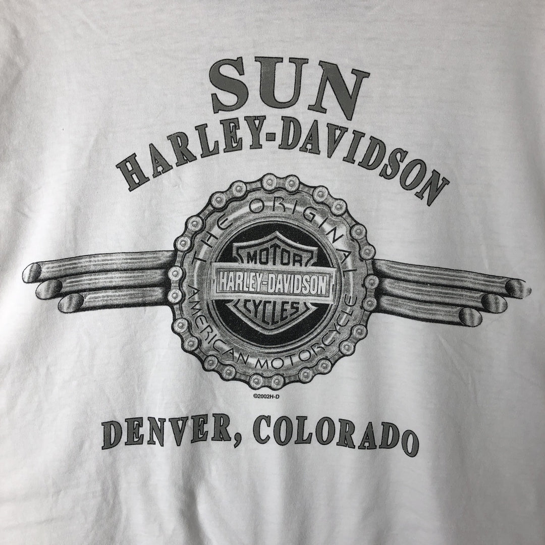 00'S Harley-Davidson Long Sleeve T-Shirt Made in USA Men's XXL cotton white type Vintage Second Hand