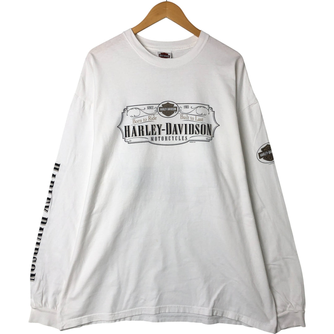 00'S Harley-Davidson Hanes Eagle Pattern Long T-shirt Made in USA Men's XXL cotton white type Vintage Second Hand
