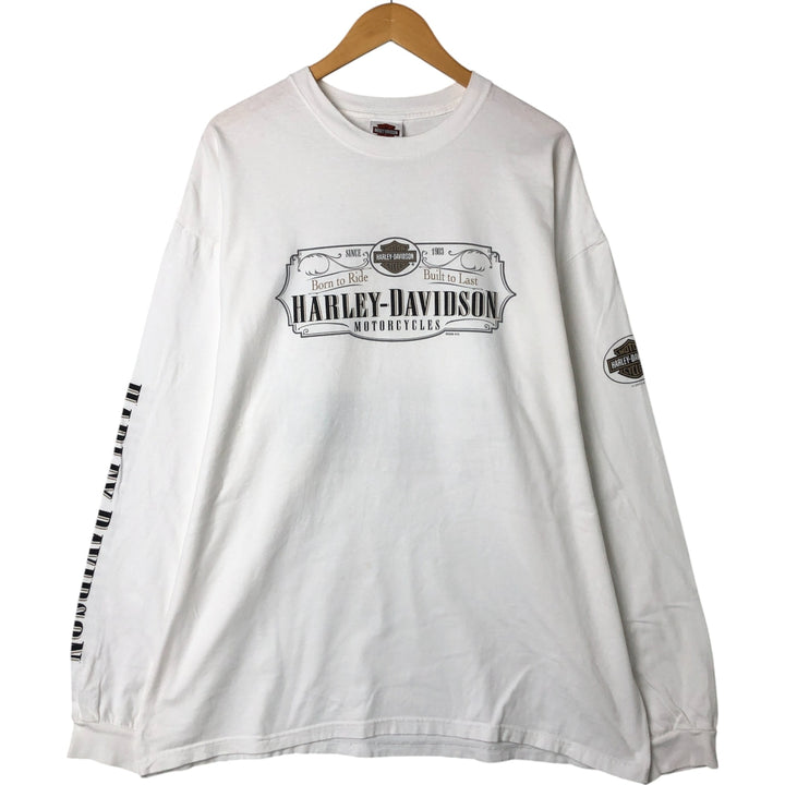 00'S Harley-Davidson Hanes Eagle Pattern Long T-shirt Made in USA Men's XXL cotton white type Vintage Second Hand
