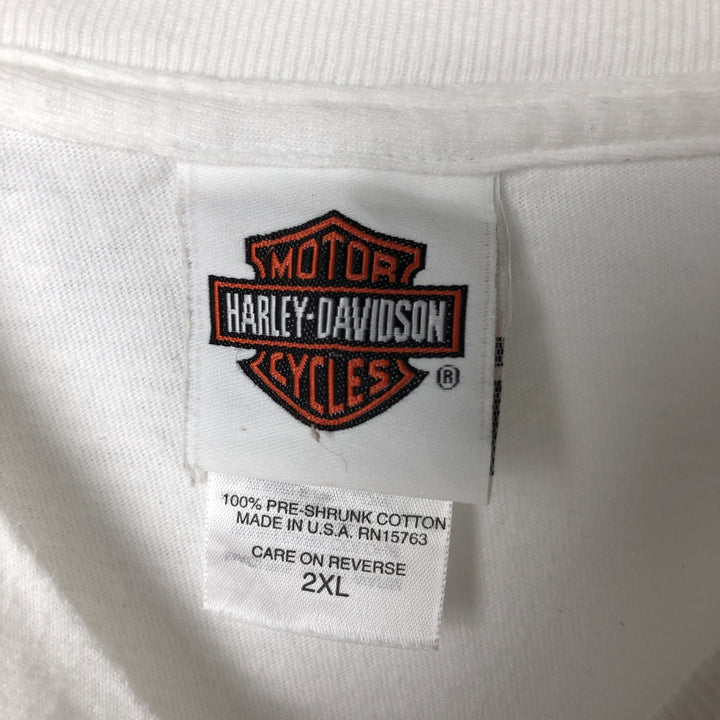 00'S Harley-Davidson Hanes Eagle Pattern Long T-shirt Made in USA Men's XXL cotton white type Vintage Second Hand