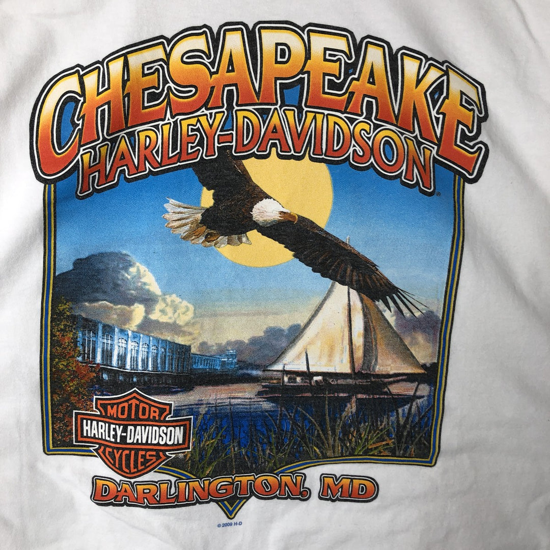 00'S Harley-Davidson Hanes Eagle Pattern Long T-shirt Made in USA Men's XXL cotton white type Vintage Second Hand