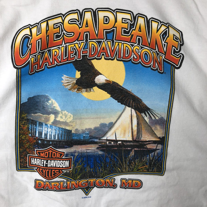 00'S Harley-Davidson Hanes Eagle Pattern Long T-shirt Made in USA Men's XXL cotton white type Vintage Second Hand