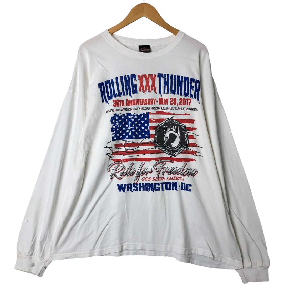 Big size Harley-Davidson long T-shirt, made in the USA, equivalent to men's XXXL cotton white type Vintage Second Hand