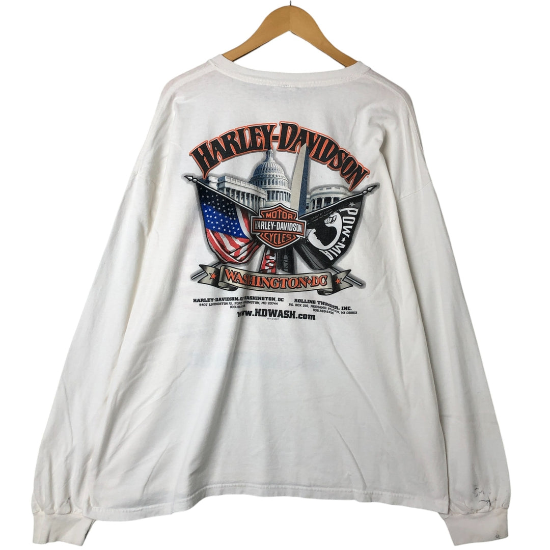 Big size Harley-Davidson long T-shirt, made in the USA, equivalent to men's XXXL cotton white type Vintage Second Hand