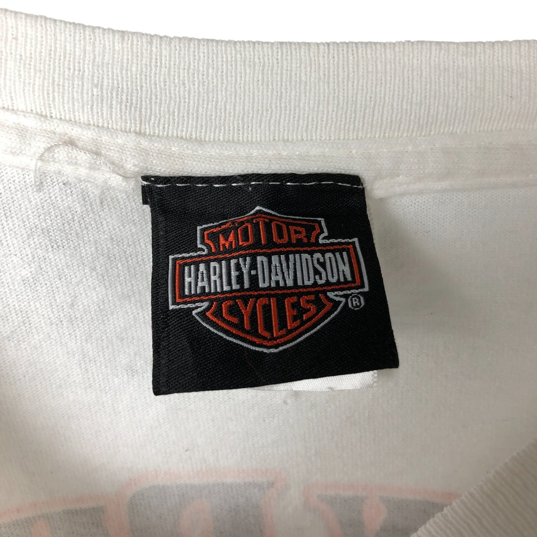 Big size Harley-Davidson long T-shirt, made in the USA, equivalent to men's XXXL cotton white type Vintage Second Hand
