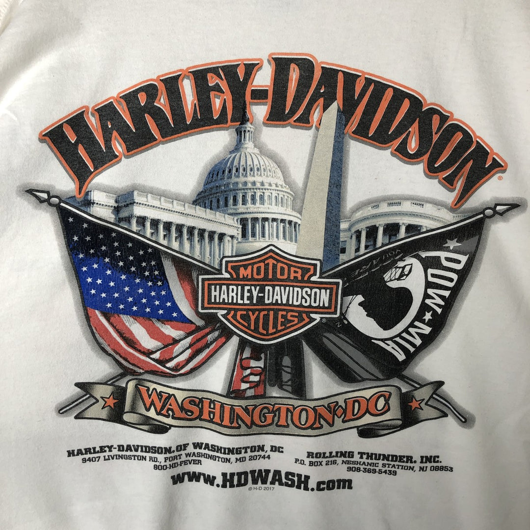 Big size Harley-Davidson long T-shirt, made in the USA, equivalent to men's XXXL cotton white type Vintage Second Hand