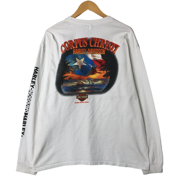 00'S Harley-Davidson Long Sleeve T-Shirt, Men's XL Size cotton white type Vintage Second Hand