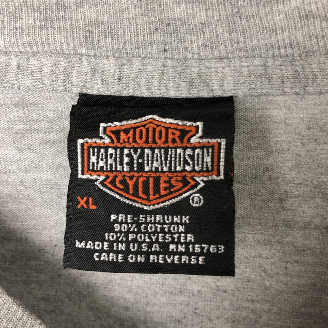 00'S Harley-Davidson Hanes Long Sleeve T-Shirt Made in USA Men's XL cotton gray type Vintage Second Hand
