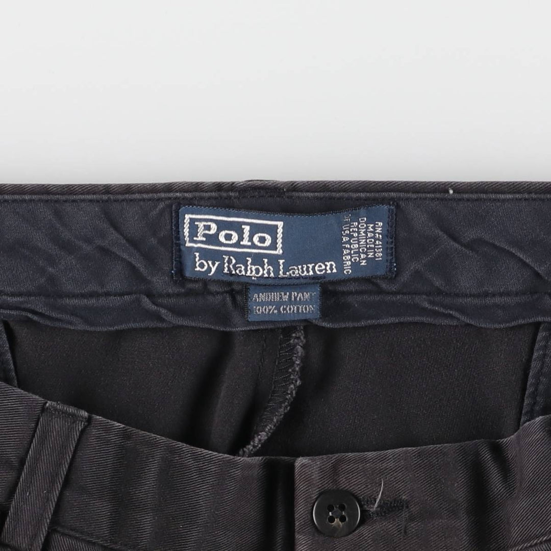 Ralph Lauren POLO by Ralph Lauren ANDREW PANT Two-pleat chino pants for men, equivalent to w37 cotton black type Vintage Second Hand