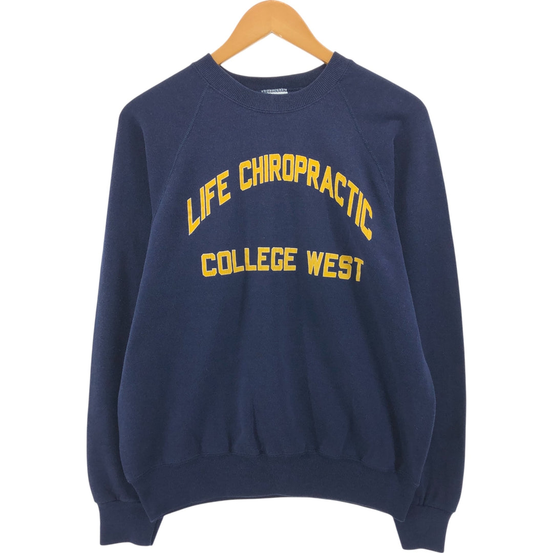 90'S BASSETT-WALKER college sweatshirt, made in USA, men's size L, vintage cotton navy blue type Vintage Second Hand