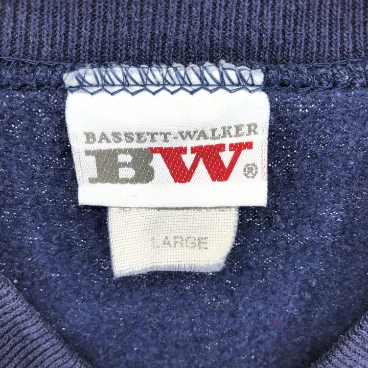 90'S BASSETT-WALKER college sweatshirt, made in USA, men's size L, vintage cotton navy blue type Vintage Second Hand