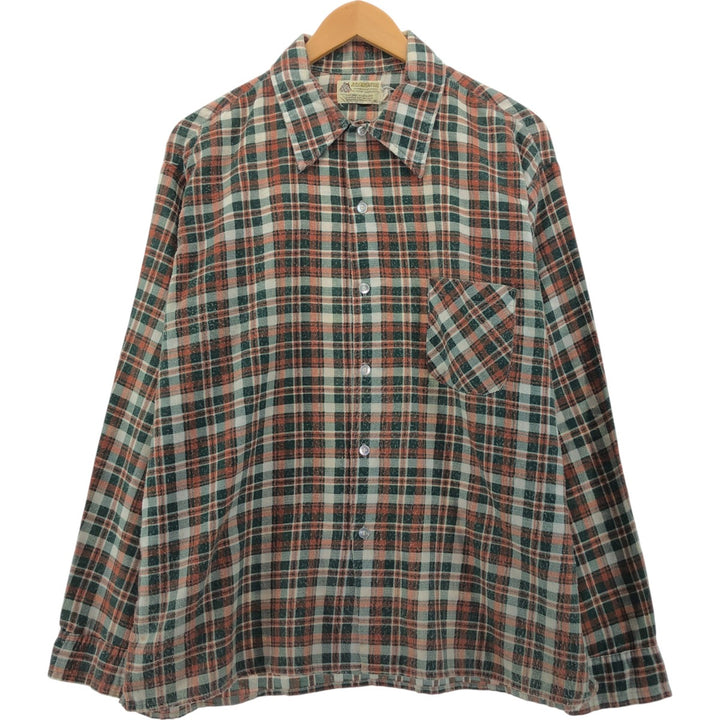 KLON DIKE Check Pattern Long Sleeve Printed Flannel Box Shirt Men's XL cotton green type Vintage Second Hand