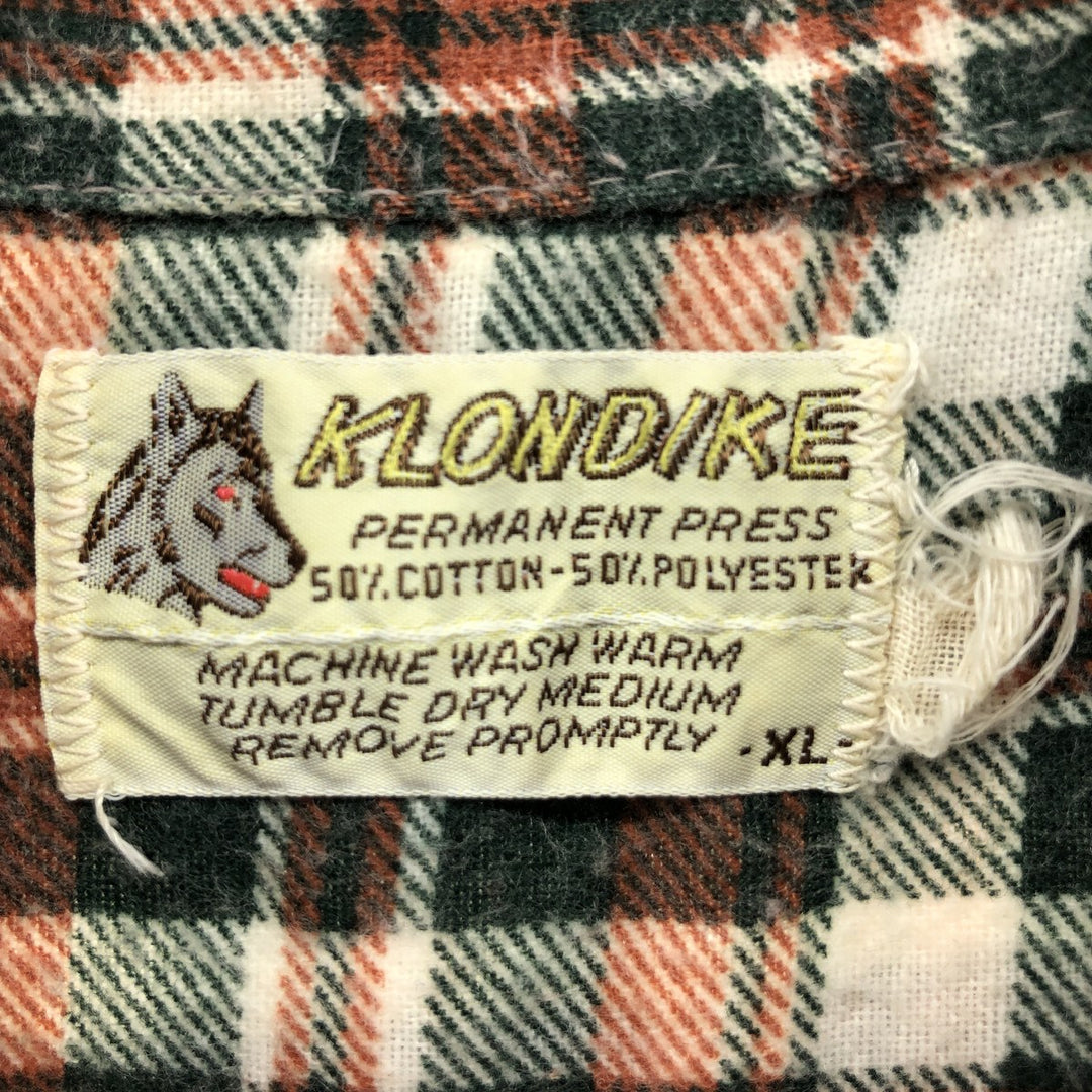 KLON DIKE Check Pattern Long Sleeve Printed Flannel Box Shirt Men's XL cotton green type Vintage Second Hand