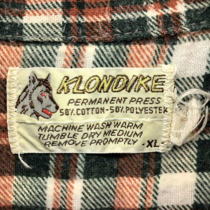 KLON DIKE Check Pattern Long Sleeve Printed Flannel Box Shirt Men's XL cotton green type Vintage Second Hand