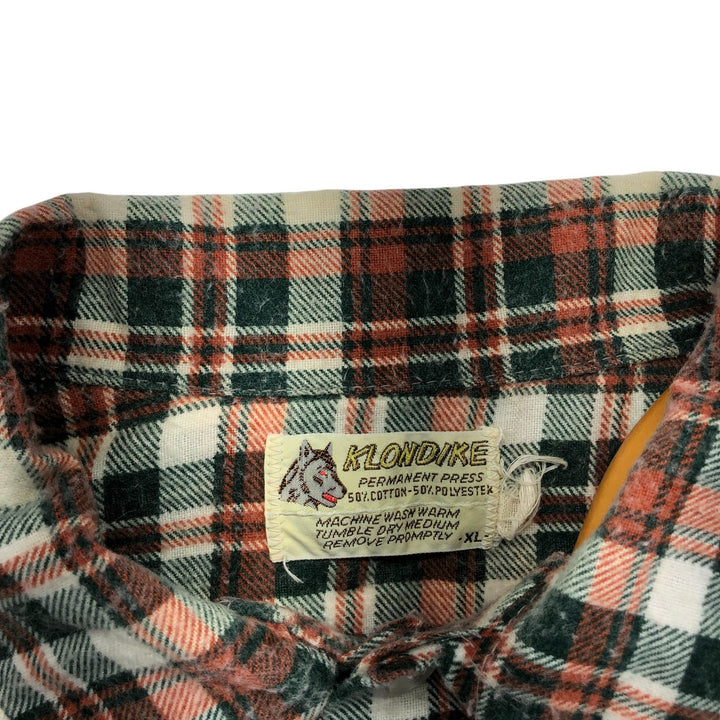 KLON DIKE Check Pattern Long Sleeve Printed Flannel Box Shirt Men's XL cotton green type Vintage Second Hand