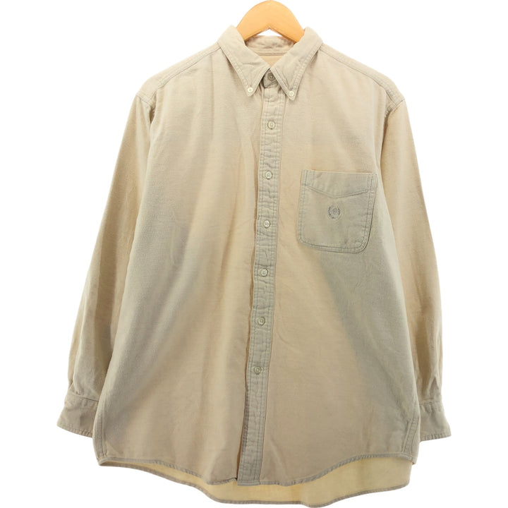 90'S Ralph Lauren CHAPS Long Sleeve Button Down Chamois Cloth Shirt Men's Size L Vintage cotton Beige type Vintage Second Hand