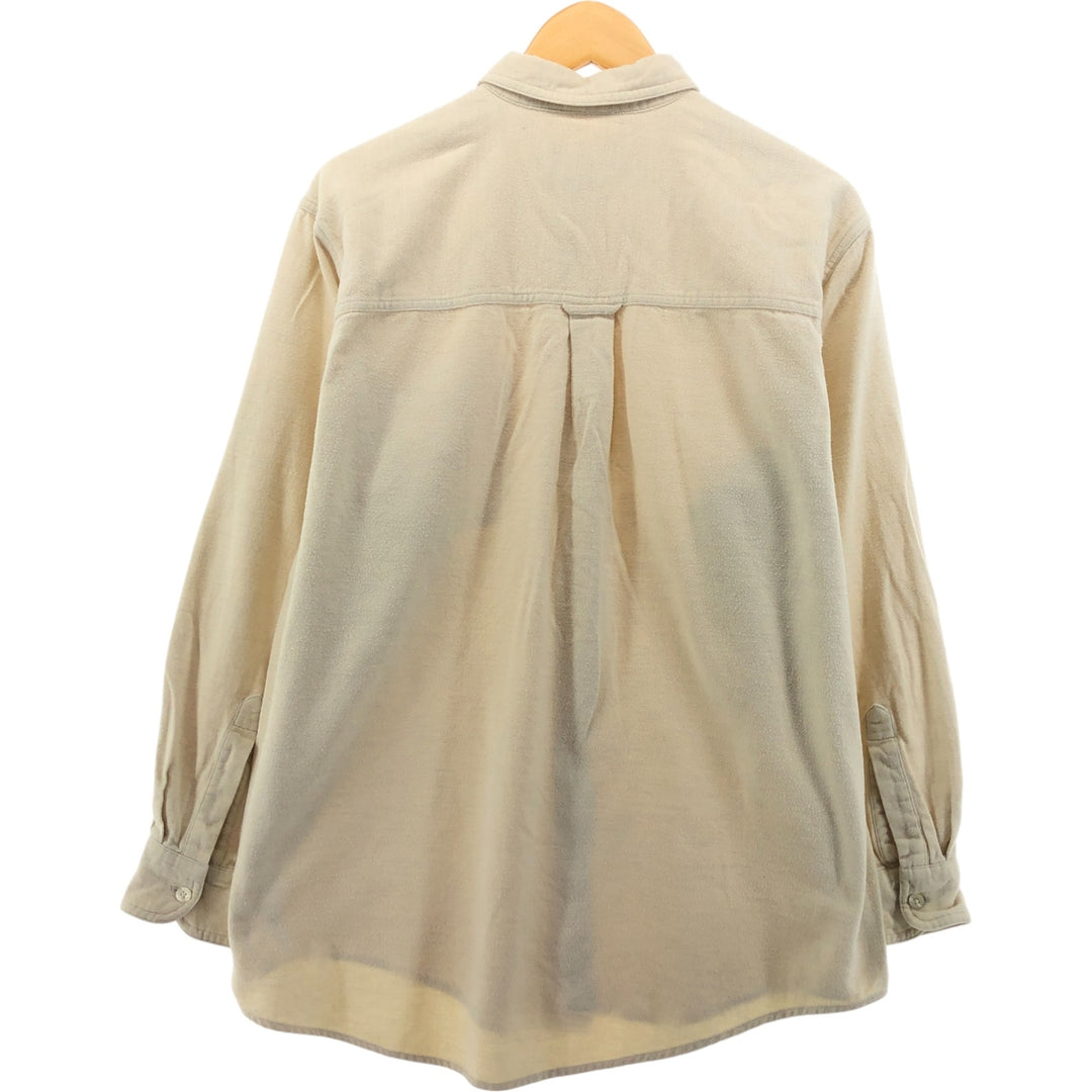 90'S Ralph Lauren CHAPS Long Sleeve Button Down Chamois Cloth Shirt Men's Size L Vintage cotton Beige type Vintage Second Hand