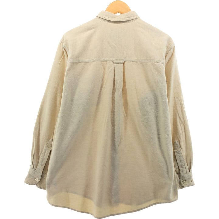 90'S Ralph Lauren CHAPS Long Sleeve Button Down Chamois Cloth Shirt Men's Size L Vintage cotton Beige type Vintage Second Hand