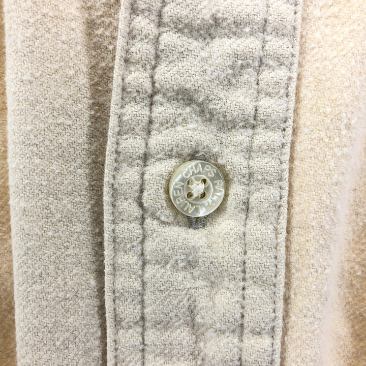 90'S Ralph Lauren CHAPS Long Sleeve Button Down Chamois Cloth Shirt Men's Size L Vintage cotton Beige type Vintage Second Hand