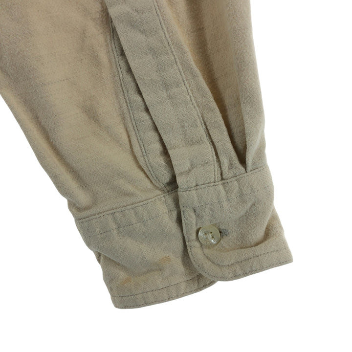 90'S Ralph Lauren CHAPS Long Sleeve Button Down Chamois Cloth Shirt Men's Size L Vintage cotton Beige type Vintage Second Hand