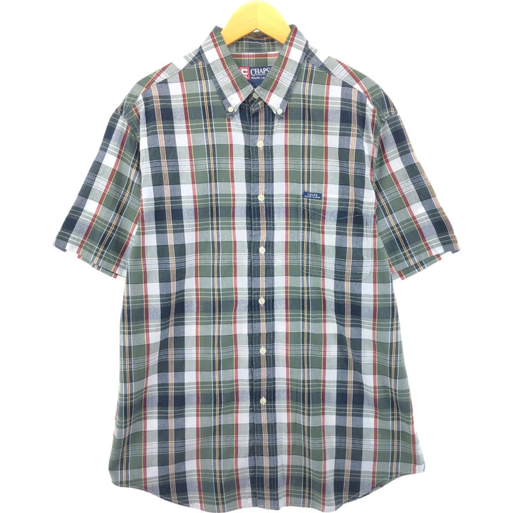90'S Ralph Lauren CHAPS short sleeve button down check shirt men's size L vintage cotton Khaki type Vintage Second Hand