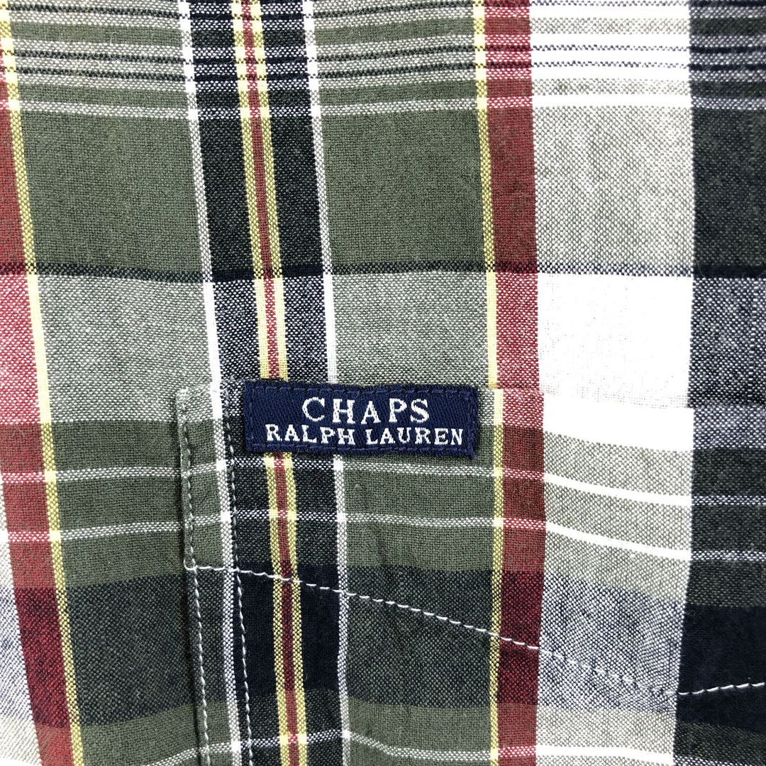 90'S Ralph Lauren CHAPS short sleeve button down check shirt men's size L vintage cotton Khaki type Vintage Second Hand