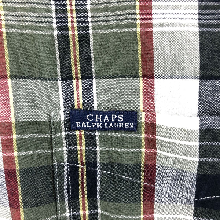 90'S Ralph Lauren CHAPS short sleeve button down check shirt men's size L vintage cotton Khaki type Vintage Second Hand