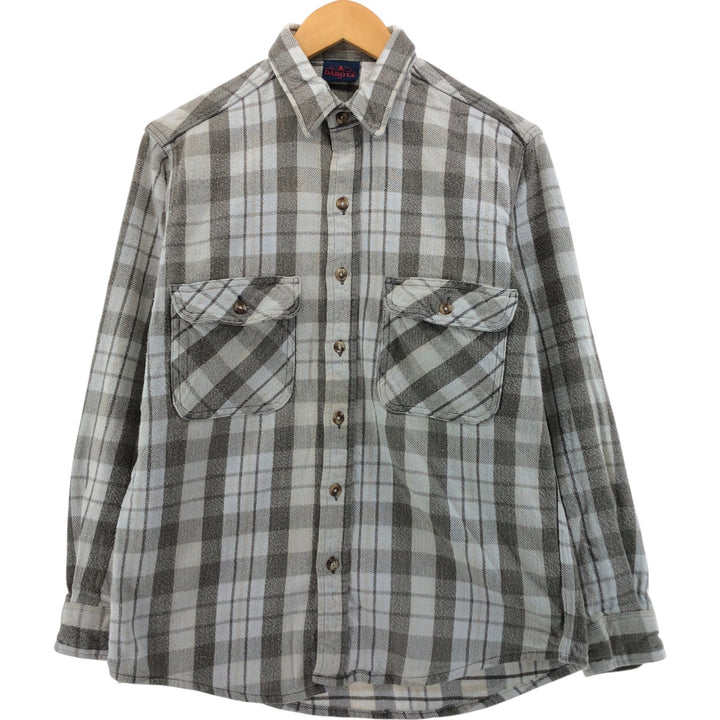 DAKOTA Long Sleeve Flannel Check Shirt, Men's Size M cotton gray type Vintage Second Hand